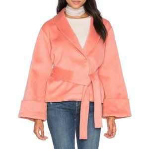 MINKPINK Shawl Collar Waist-Tie Jacket in Pink